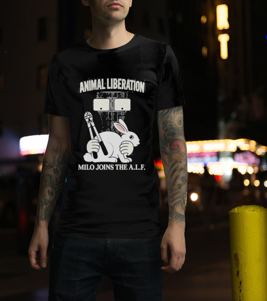 Animal Liberation Milo Joins The ALF Bunny With Pliers And Wrench T-Shirt