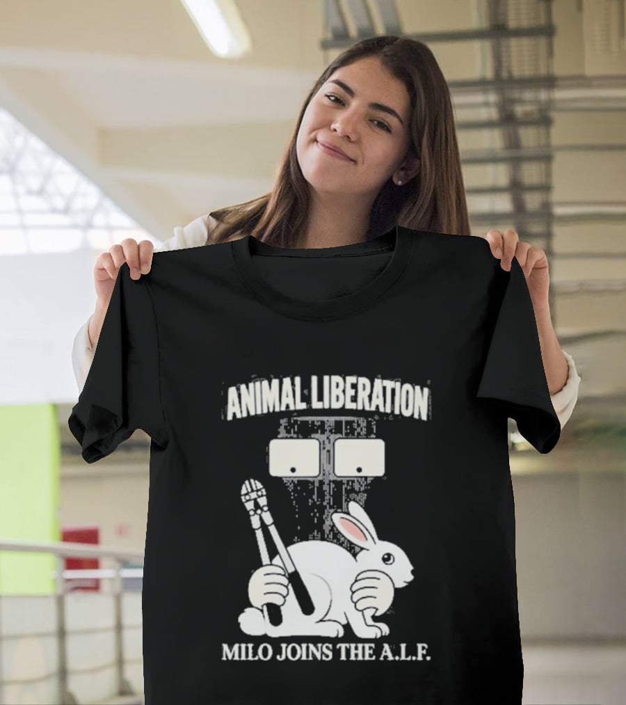 Animal Liberation Milo Joins The ALF Bunny With Pliers And Wrench T-Shirt