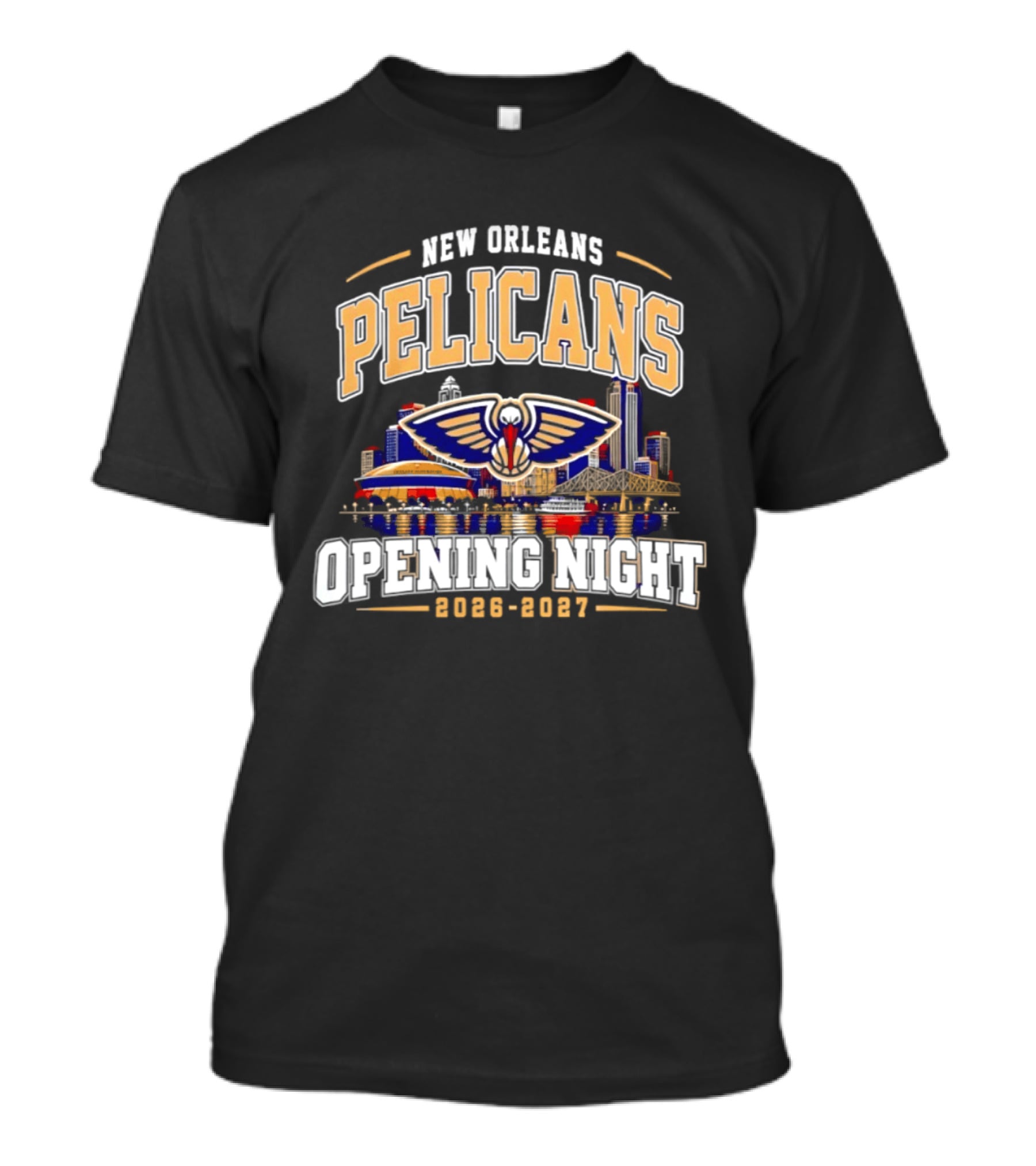 New Orleans Pelicans Opening Night 2026 2027 City Skyline NBA T-Shirt