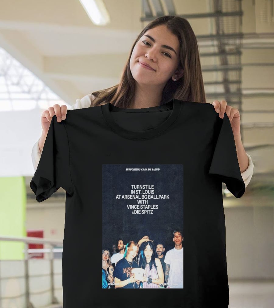 Turnstile St. Louis Arsenal BG Ballpark Vince Staples Die Spitz October 2026 Supporting Casa De Salud Missouri T-Shirt