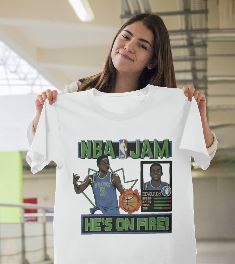 NBA Jam Wolves Edwards He's On Fire 2026 T-Shirt