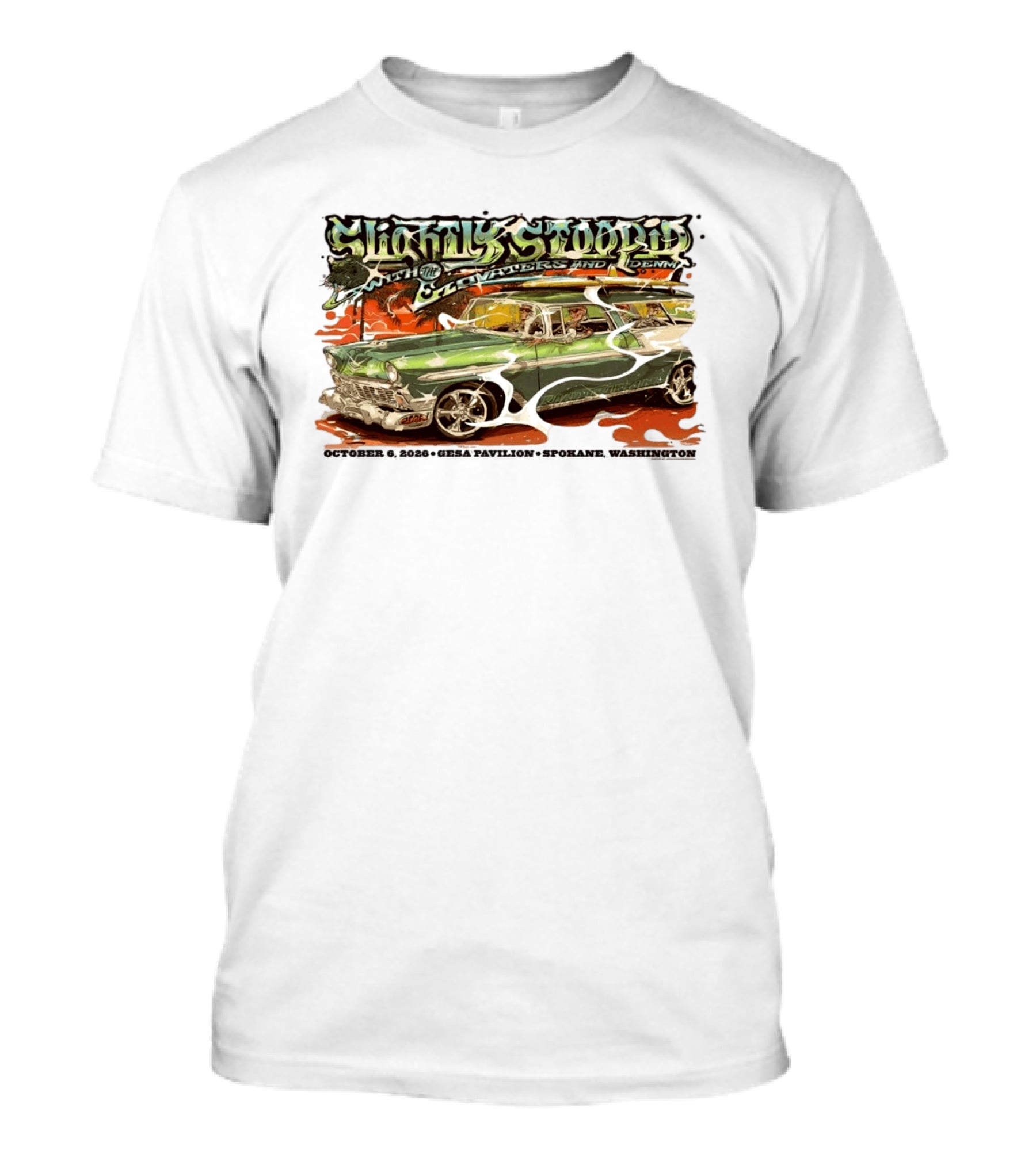 Slightly Stoopid Live With The Elevators And Denim October 6 2026 Gesa Pavilion Spokane WA T-Shirt