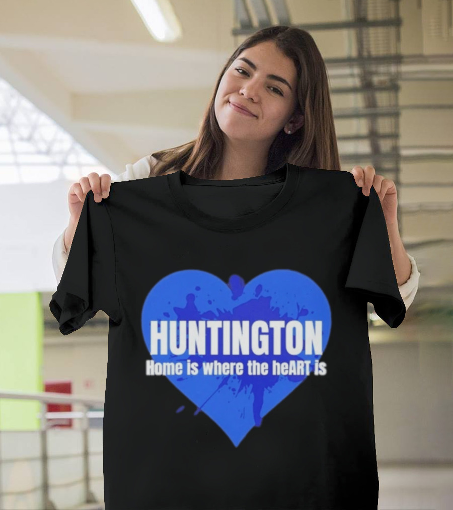 Huntington Home Is Where The Heart Is Blue Paint Splatter T-Shirt