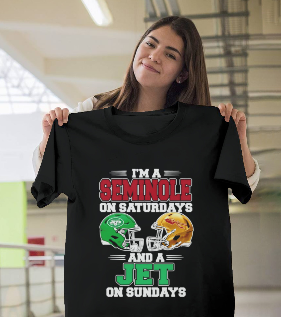 I'm A Seminole On Saturdays And A Jet On Sundays Football Helmets T-Shirt