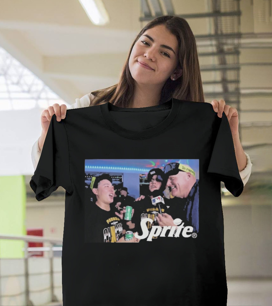 Padres Champions Celebration Adrian Morejón Yuki Matsui Interview Sprite MLB T-Shirt