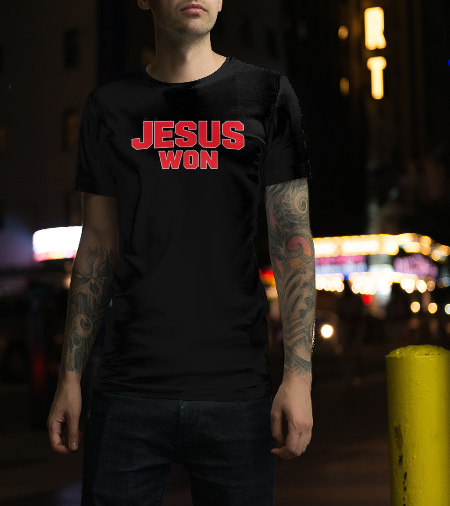 Carson Hinzman Jesus Won Christian Message T-Shirt