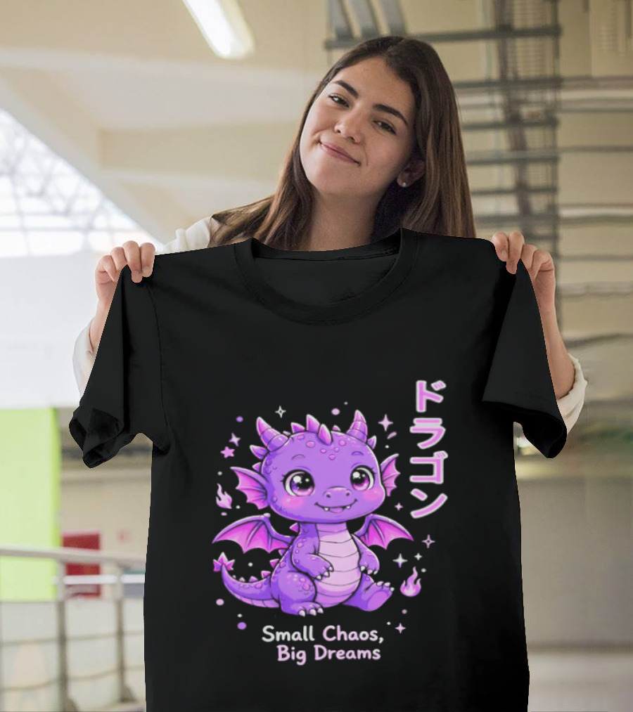 Dragon Small Chaos Big Dreams Purple Kawaii Anime T-Shirt