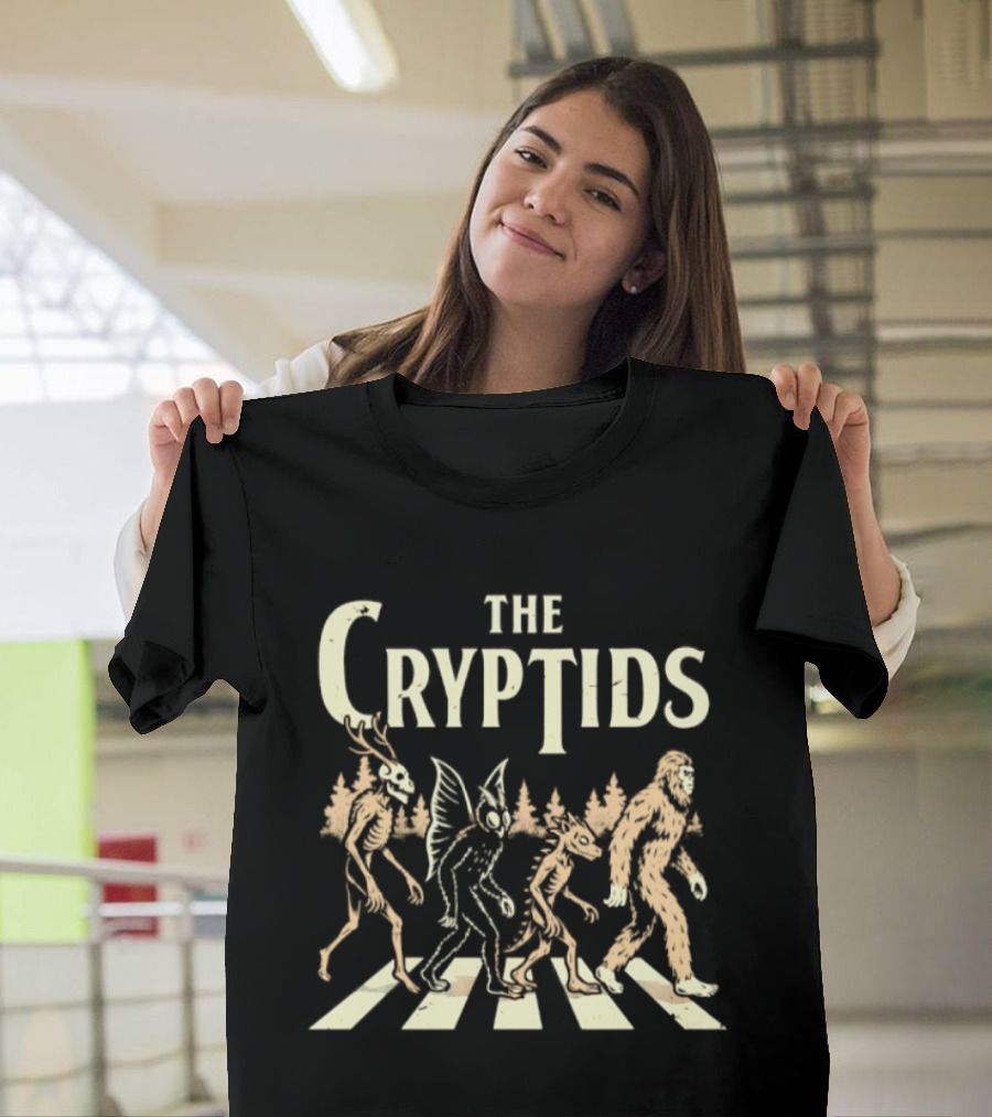 The Cryptids Abbey Road Bigfoot Mothman Paranormal Creature Crossing T-Shirt