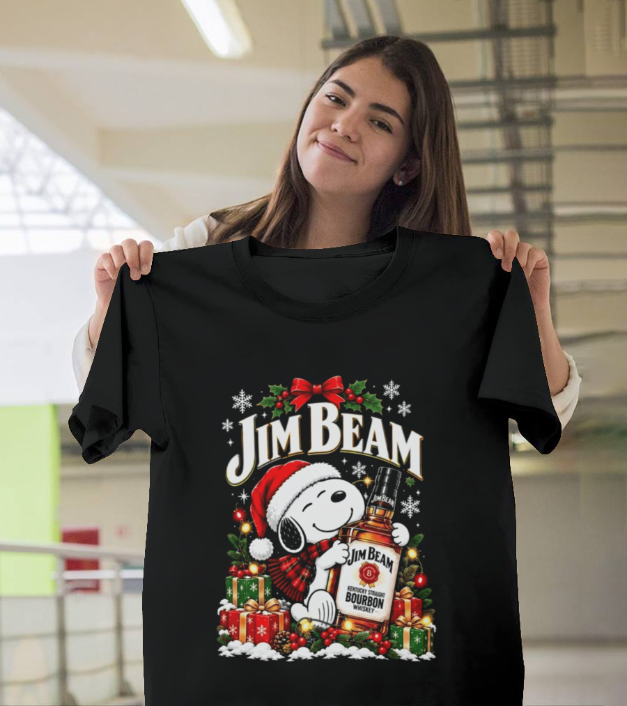 Jim Beam Christmas 2026 Bourbon Santa Hat Holiday Bottle And Presents T-Shirt