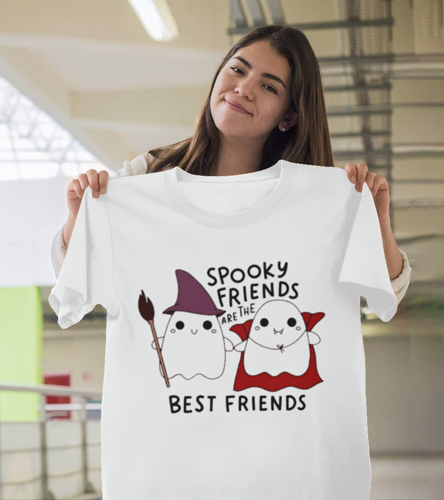Spooky Friends Are The Best Friends Witch And Vampire Ghosts Halloween 2026 T-Shirt