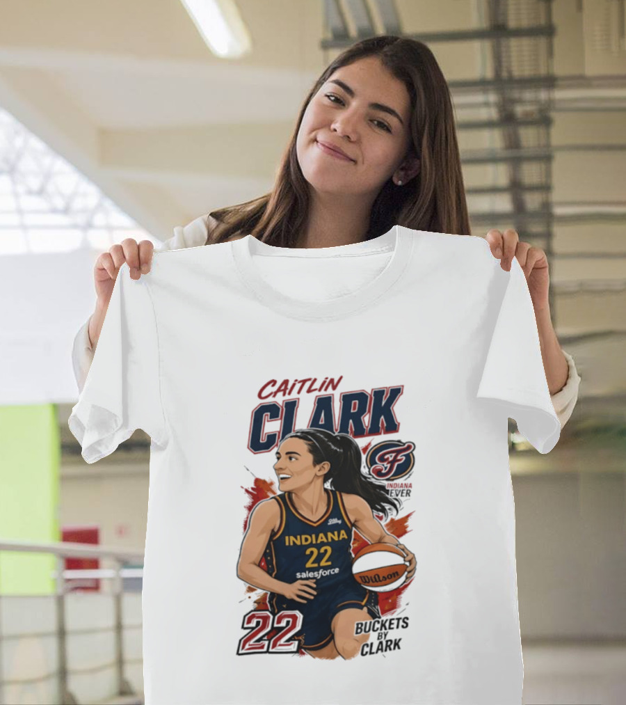 Indiana Fever Caitlin Clark 22 Buckets Basketball Caricature T-Shirt