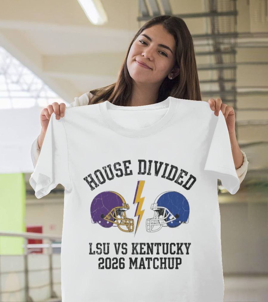 House Divided LSU Vs Kentucky 2026 Matchup Helmets And Lightning Bolt T-Shirt