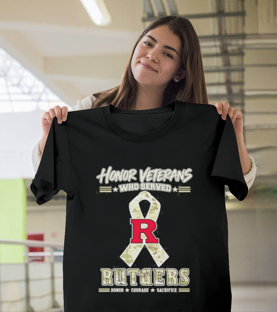 Rutgers Scarlet Knights Honor Veterans Camo Ribbon Veterans Day T-Shirt
