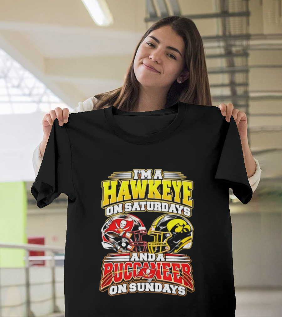 I'm A Hawkeye On Saturdays And A Buccaneer On Sundays Helmets T-Shirt
