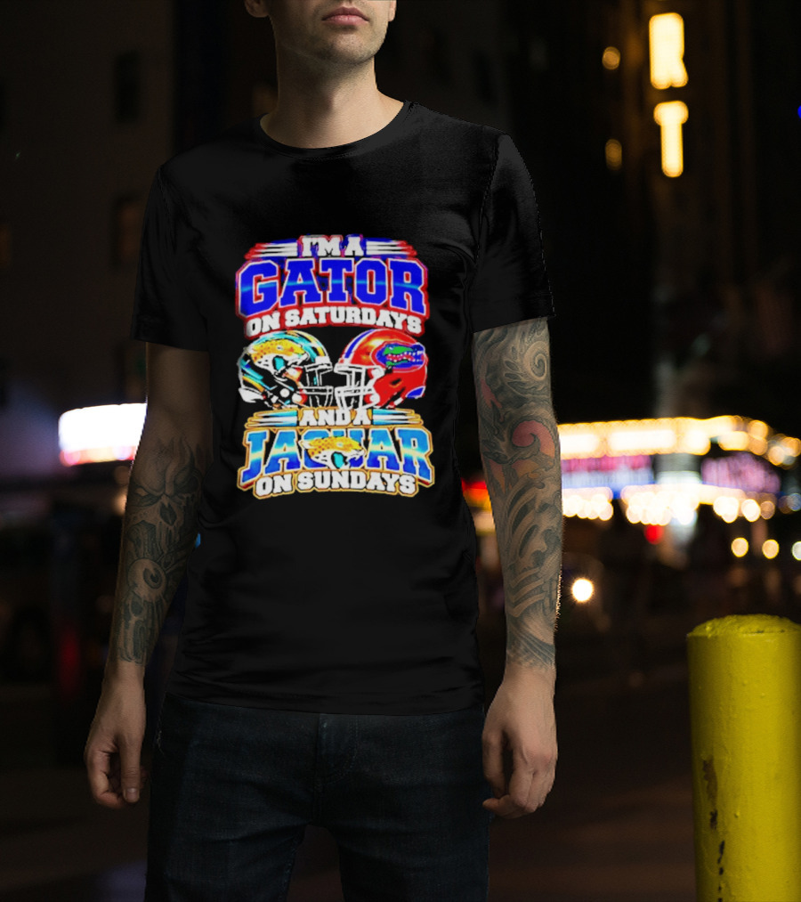 Florida Football Gator On Saturdays Jaguar On Sundays Helmets T-Shirt