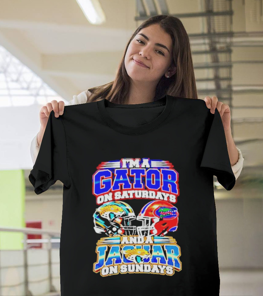 Florida Football Gator On Saturdays Jaguar On Sundays Helmets T-Shirt