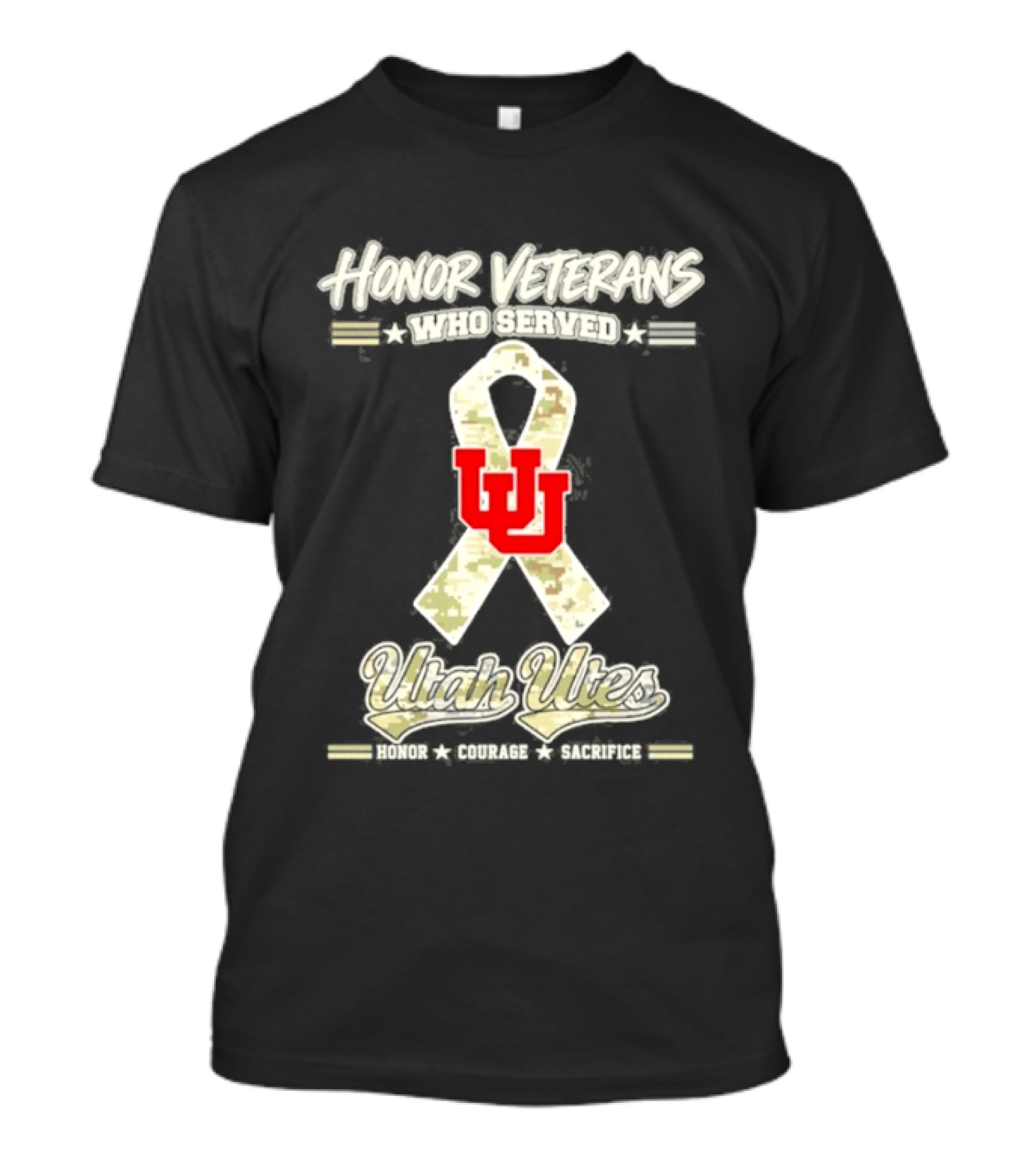 Utah Utes Camo Ribbon Honor Veterans Day Military T-Shirt