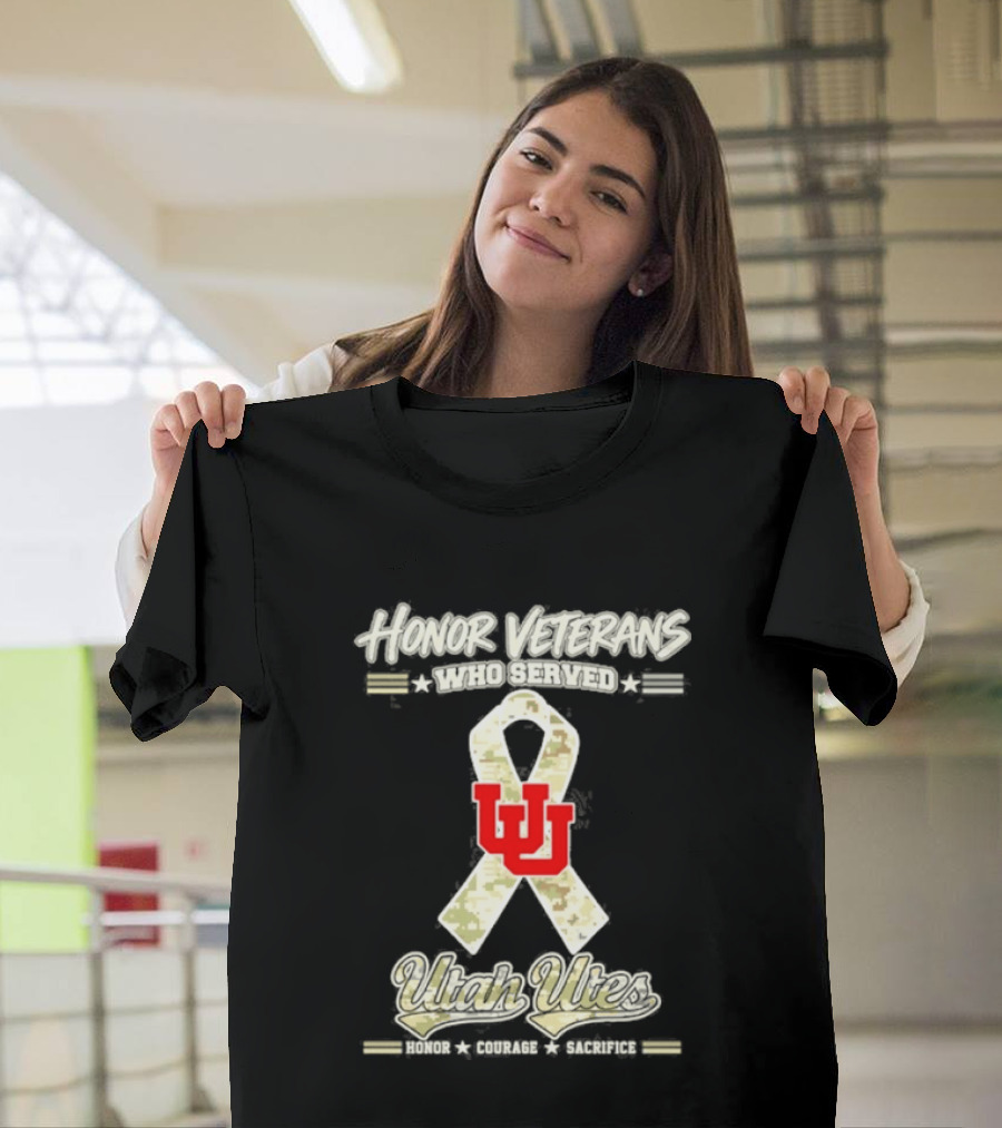 Utah Utes Camo Ribbon Honor Veterans Day Military T-Shirt