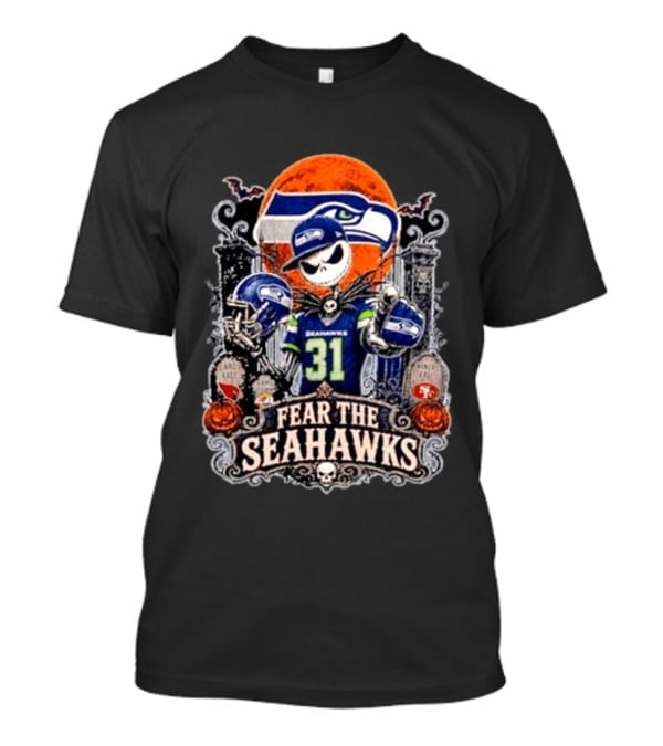 Jack Skellington Seattle Seahawks Halloween Fear The Seahawks Football T-Shirt