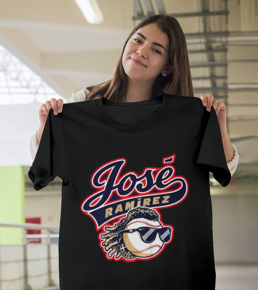 Jose Ramirez Cleveland Guardians Baseball Dreads Sunglasses T-Shirt