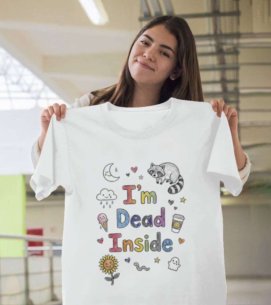 I'm Dead Inside Cute Cat Coffee Ghost Sunflower Emoji T-Shirt
