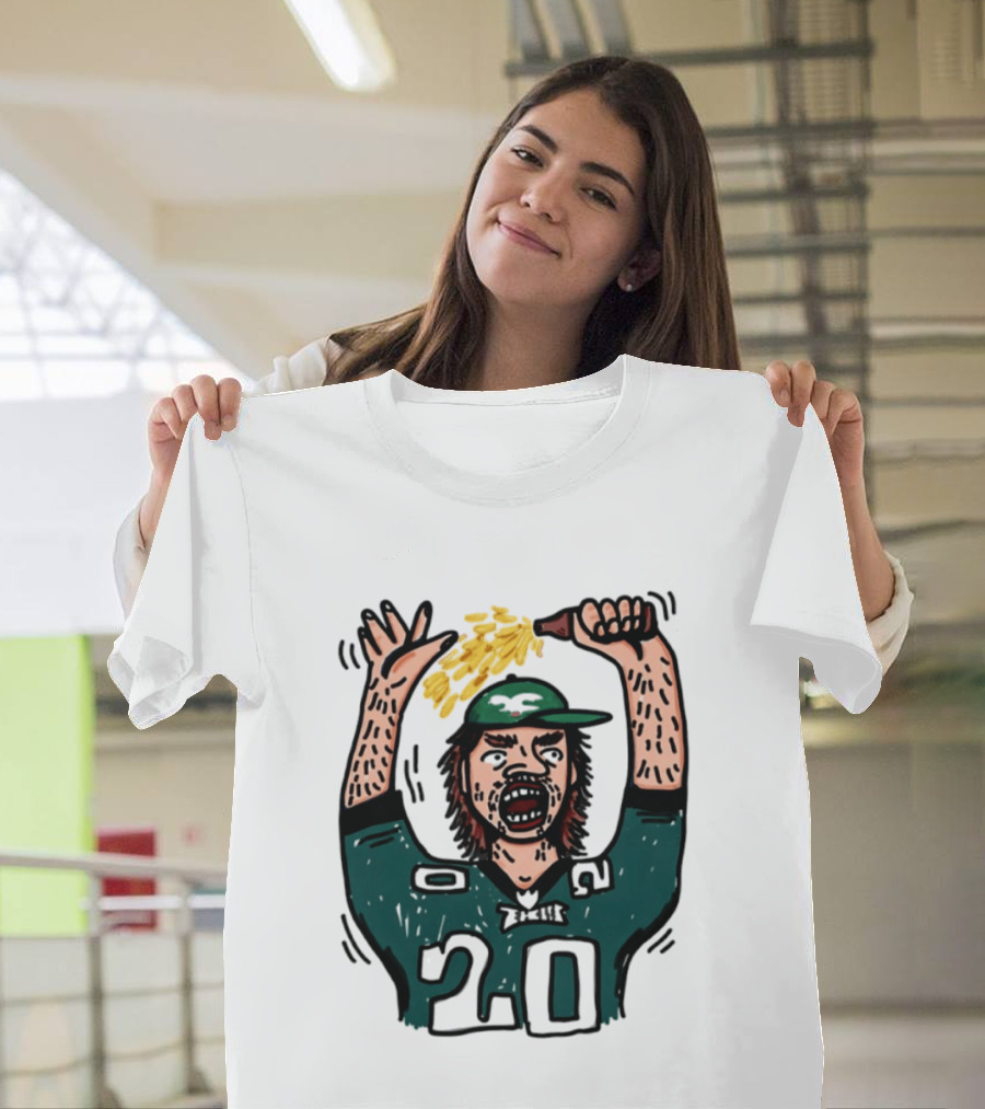 Philadelphia Eagles Angry Philly Fan With Cheesesteak And 20 Jersey T-Shirt