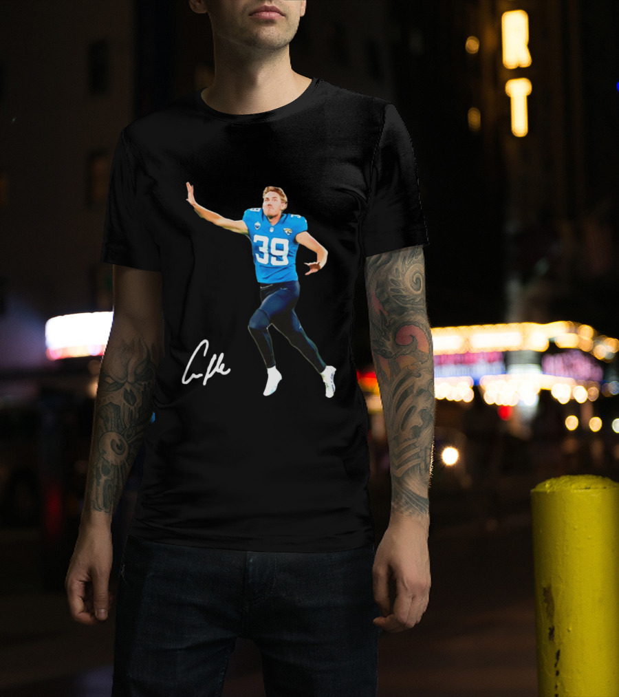 Cam Little Jacksonville Jaguars 39 Player Jumping Action T-Shirt