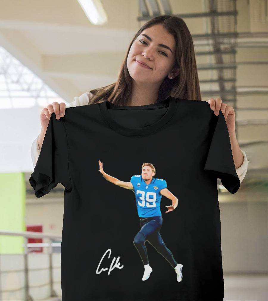 Cam Little Jacksonville Jaguars 39 Player Jumping Action T-Shirt