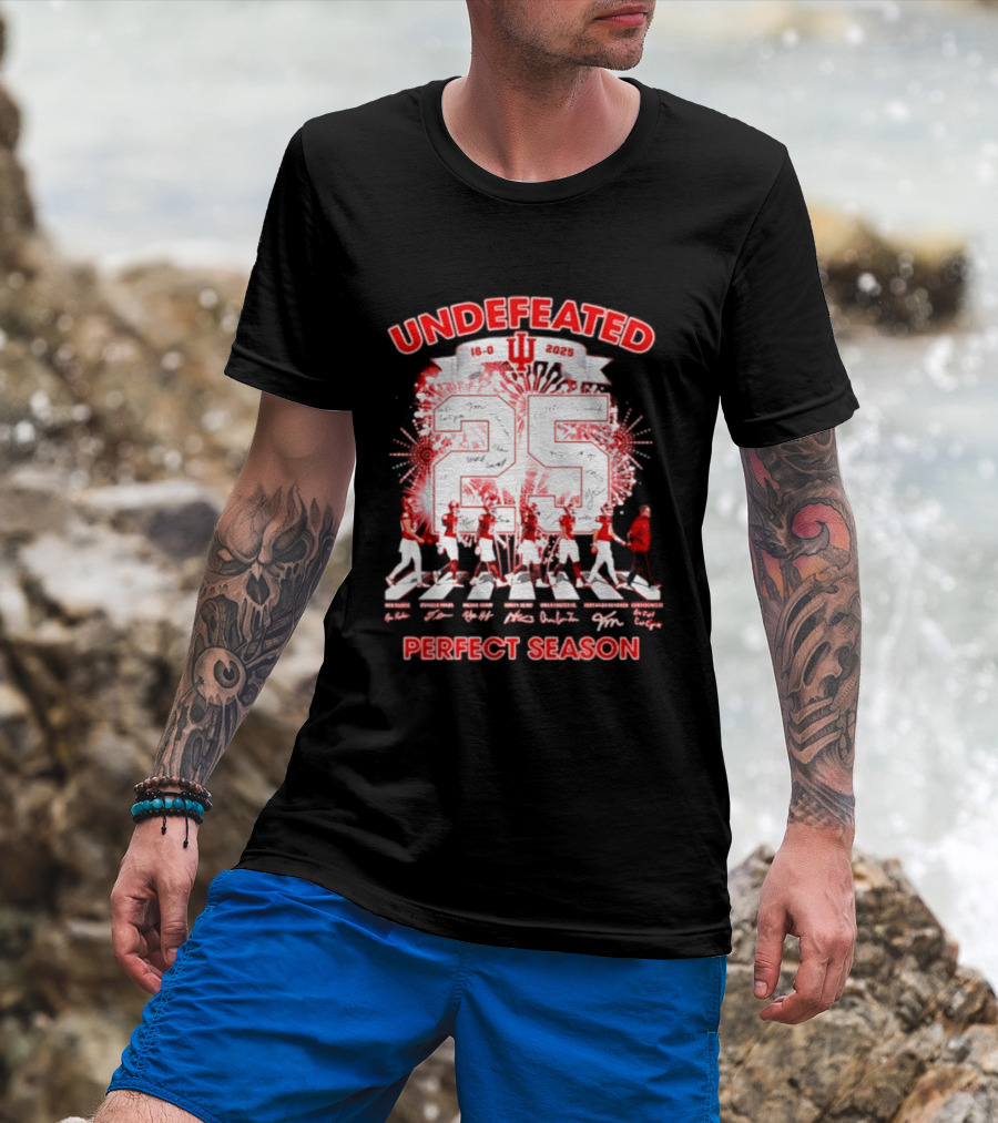 Indiana Hoosiers 2025 Undefeated 16 0 Perfect Season Signatures T-Shirt