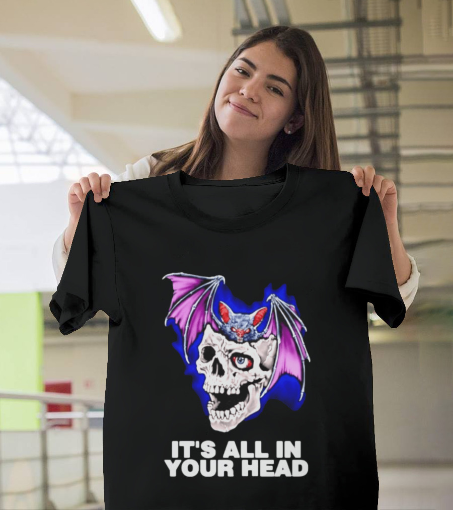 It's All In Your Head Bat Skull Gothic Colorful Horror T-Shirt