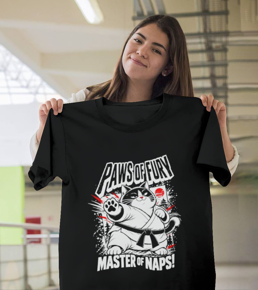 Paws Of Fury Karate Cat Master Of Naps Relaxation Expert T-Shirt