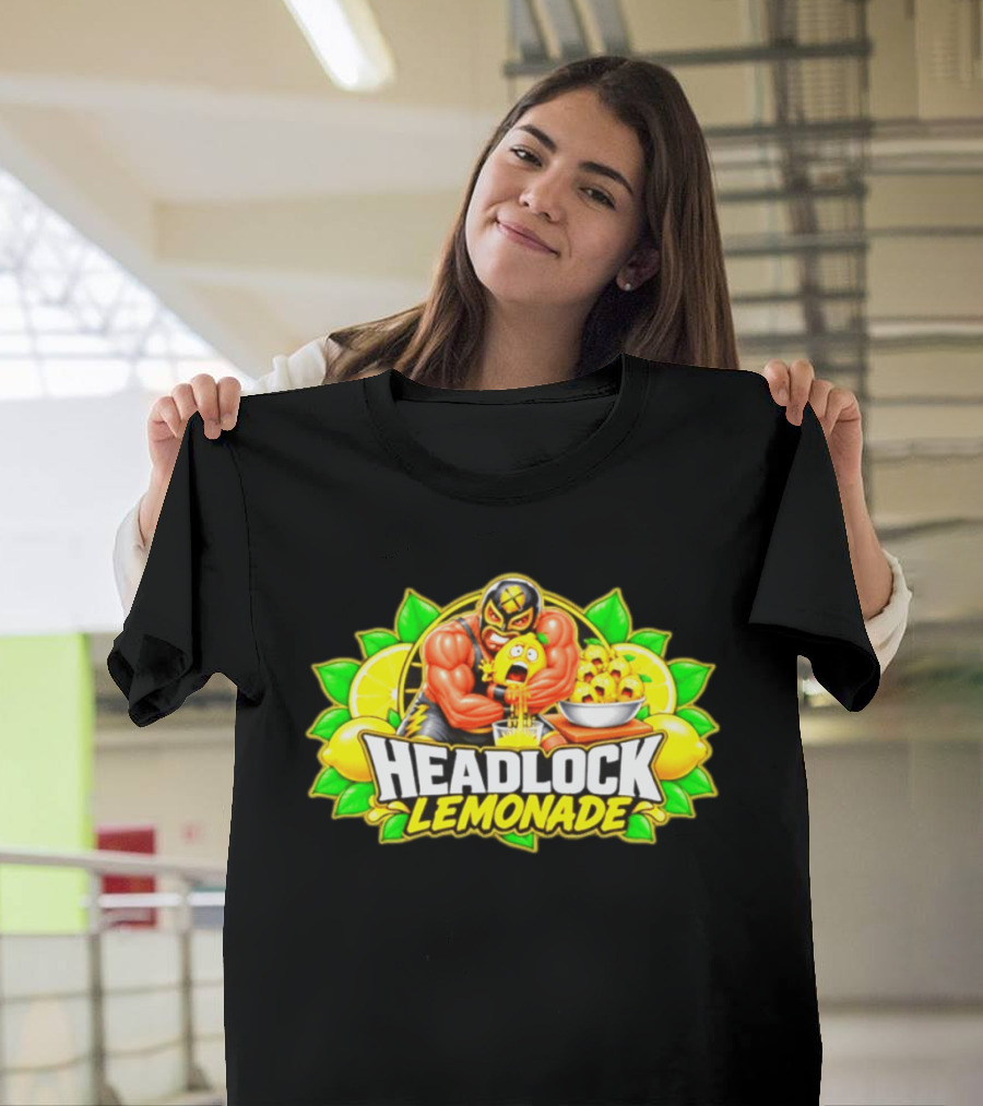 Headlock Lemonade Luchador Squeezing Lemons Cartoon T-Shirt