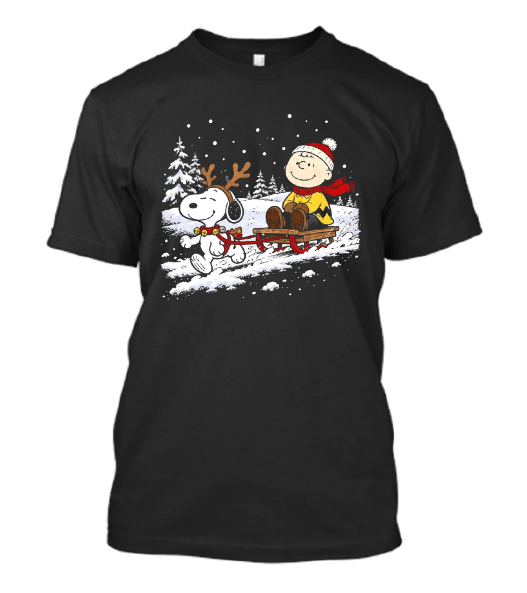 Snoopy Reindeer Christmas Sleigh Ride With Charlie Brown For Peanuts And Winter Lovers T-Shirt