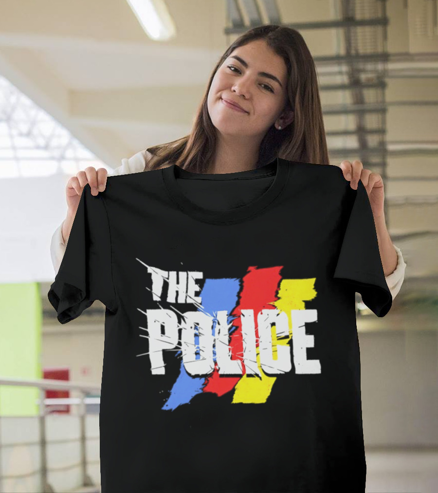 The Police Band Logo With Colorful Stripes T-Shirt