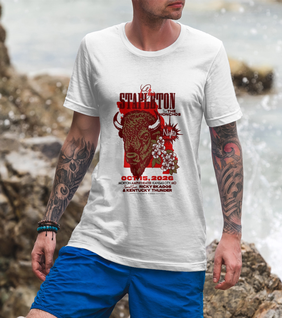 Chris Stapleton Kansas City MO Morton Amphitheater Oct 15 2026 Featuring The Honchos And Ricky Skaggs Kentucky Thunder T-Shirt