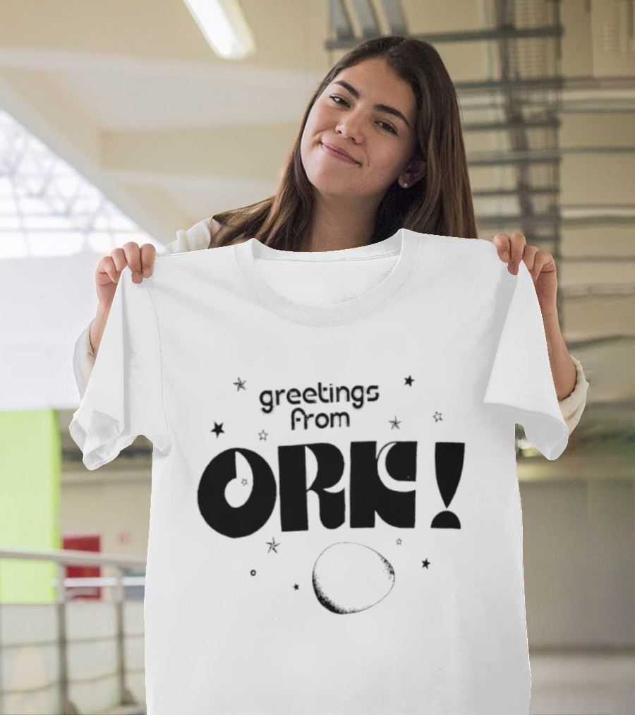 Greetings From Ork Vintage Retro Bold Sci Fi Moon Stars T-Shirt
