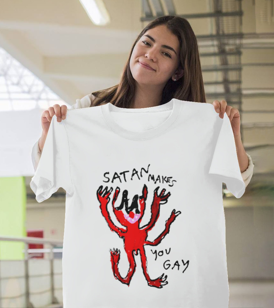 Satan Makes You Gay Devil Six Armed Creature T-Shirt
