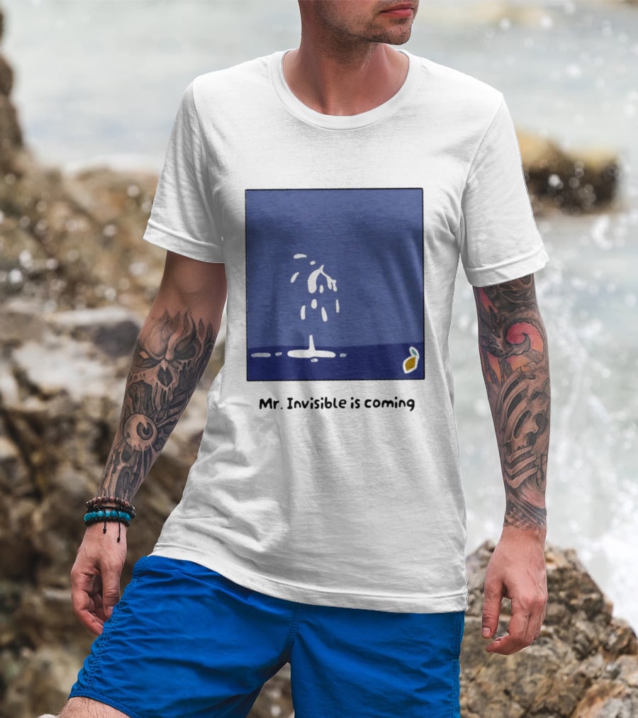 Mr Invisible Is Coming Humor Minimalist Playful Splash T-Shirt