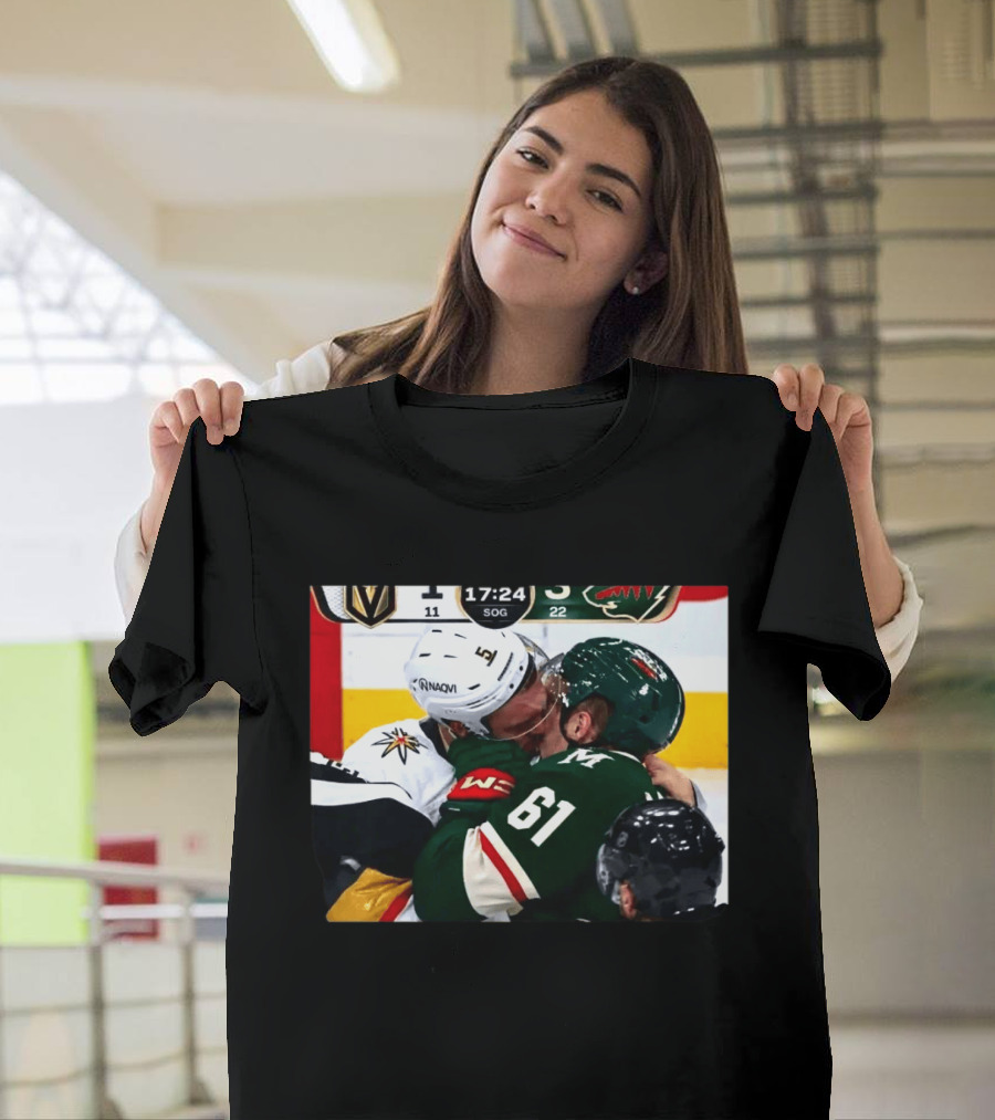 Lorenz And Lauzon Kissing Fight Vegas Golden Knights Minnesota Wild NHL Hockey T-Shirt