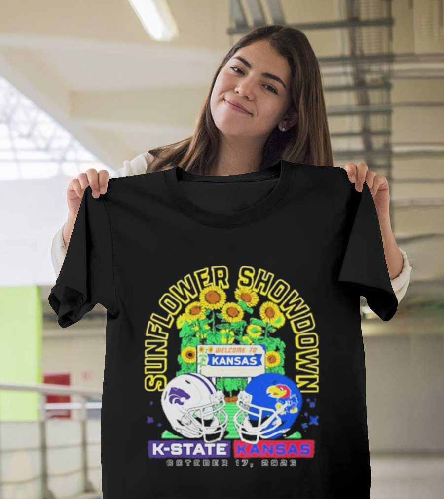 Sunflower Showdown K State Wildcats Vs Kansas Jayhawks October 17 2026 Welcome To Kansas Rivalry T-Shirt