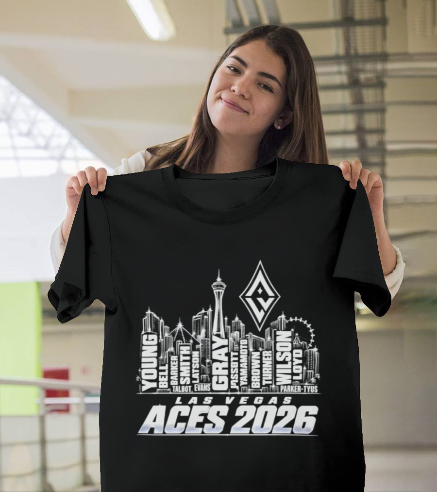 Las Vegas Aces 2026 City Skyline With Iconic Landmarks T-Shirt