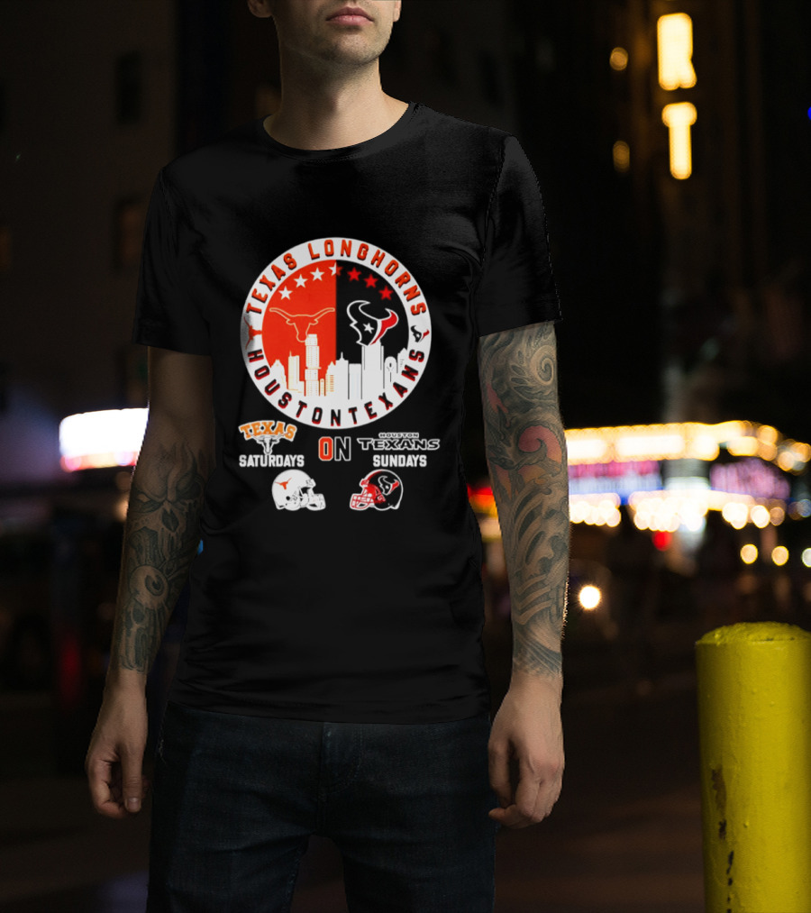 Texas Longhorns Houston Texans Saturdays Sundays Football Helmet T-Shirt