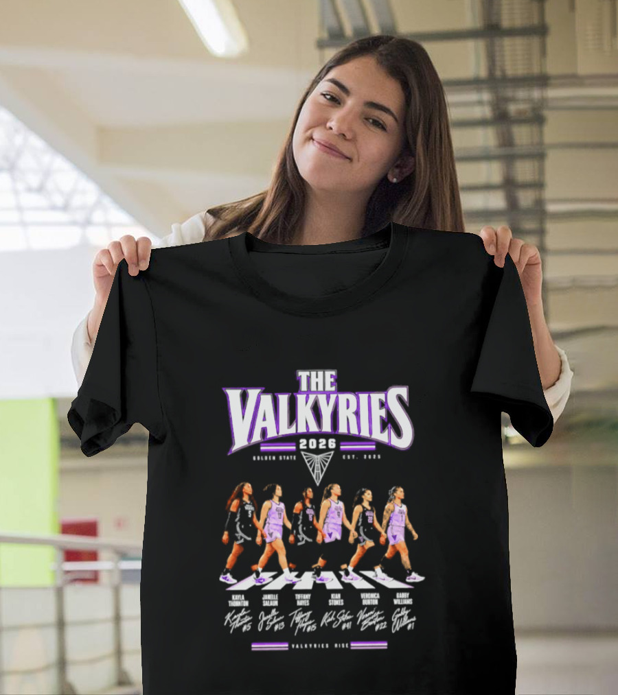 The Valkyries 2026 Golden State Players Names Abbey Road Walking T-Shirt