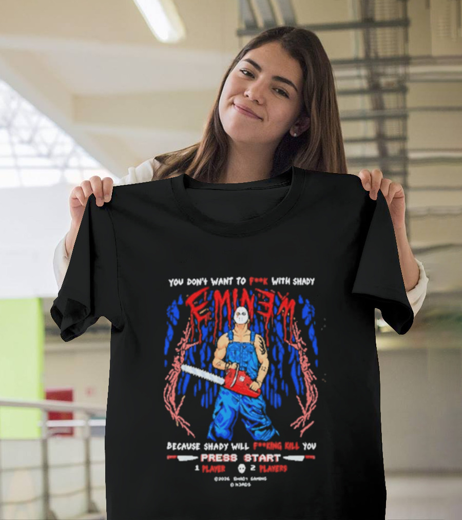 Eminem Chainsaw Gaming Press Start Nerds Collaboration T-Shirt