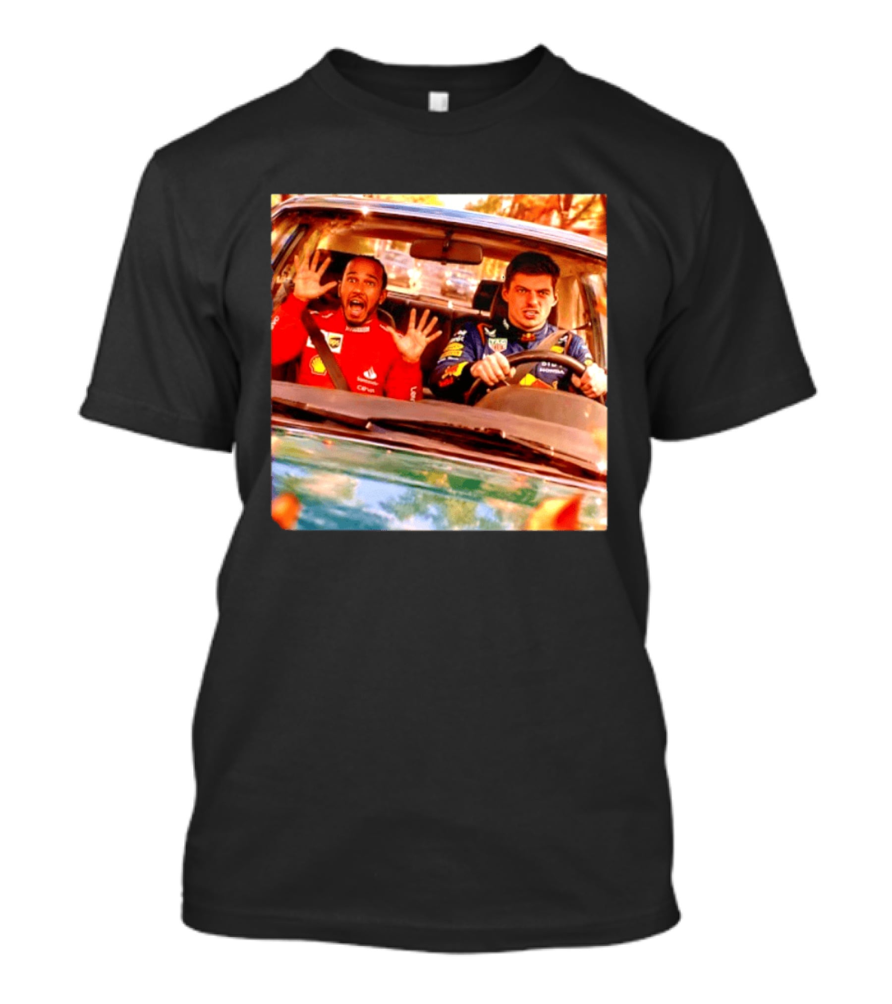 Max Verstappen Racing Scared Lewis Hamilton Passenger Scene T-Shirt