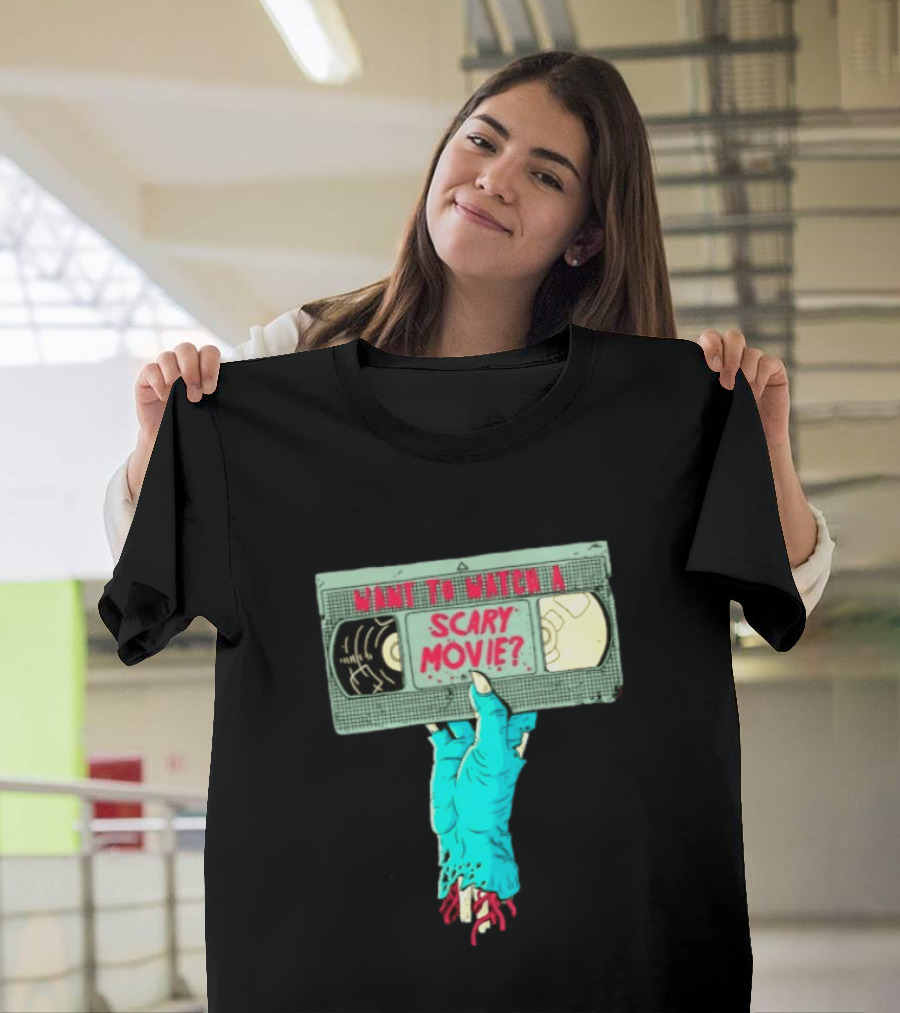 Want To A Scary Movie VHS Horror Hand T-Shirt