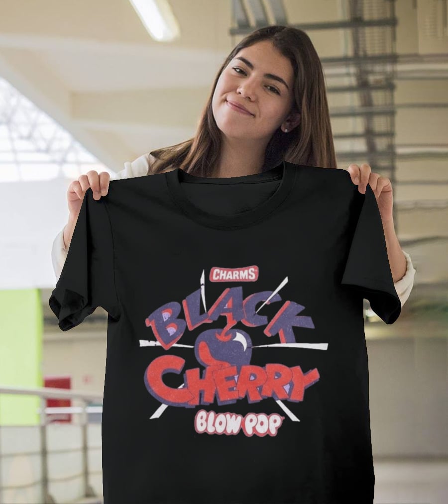 Charms Black Cherry Blow Pop Retro Design Phrases T-Shirt