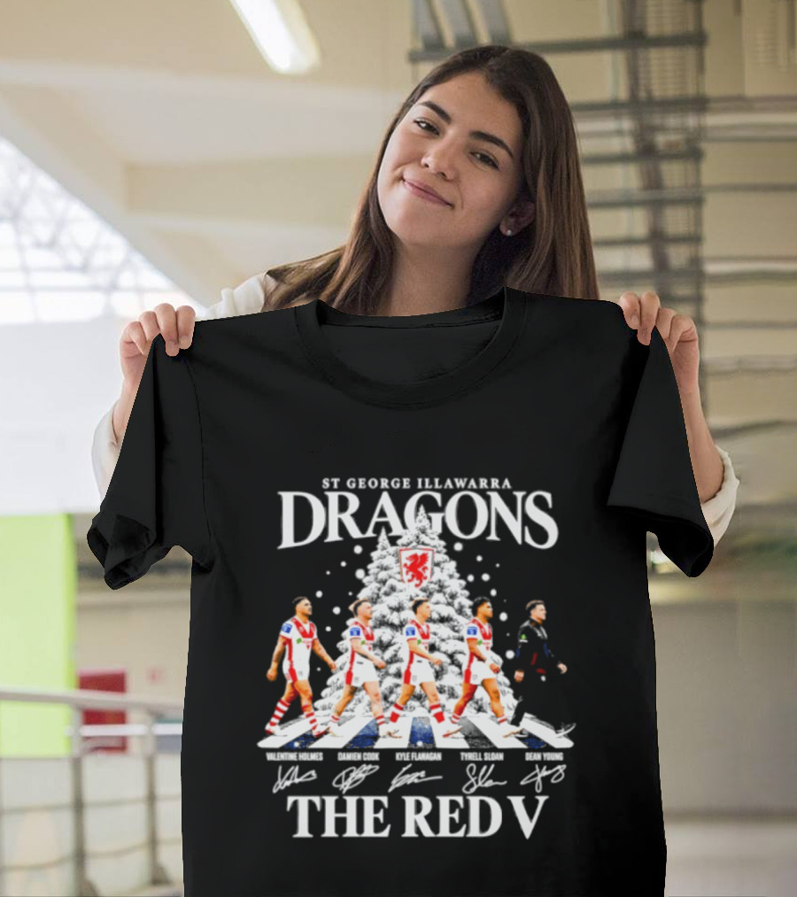 St George Illawarra Dragons NRL Christmas 2026 The Red V Players And Signatures T-Shirt