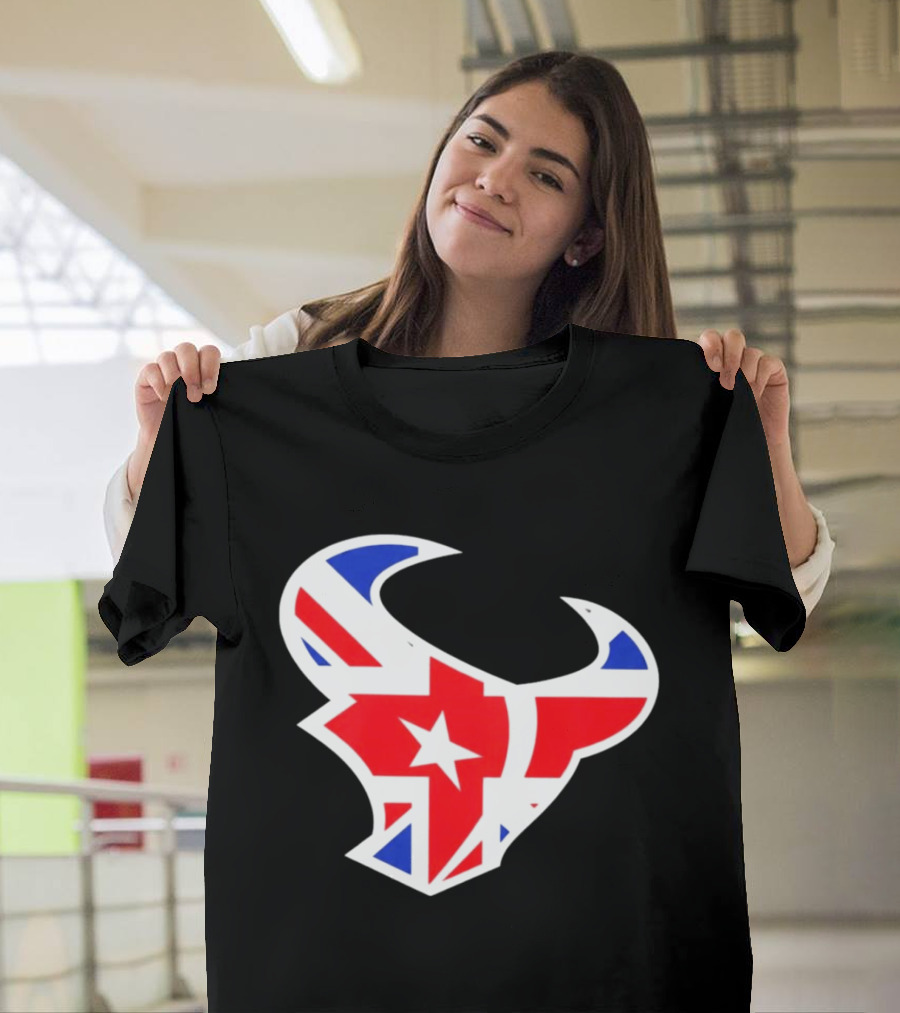 Texans British Flag Bullhead Symbol UK Team Profile T-Shirt