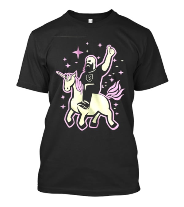 Mythic Unicorn Wrangler Bearded Man Riding Magic T-Shirt